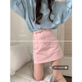 Летняя мини-юбка, универсальная юбка, цветной ремень, высокая талия