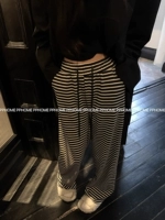 PPHOME home ~ Lazy Tiaotiao, универсальные и удобные повседневные 𫔮 брюки в полоску, свободные прямые брюки с карманами, прогулочные брюки