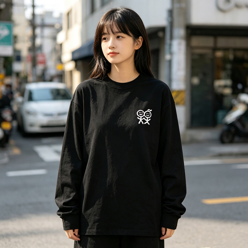 Stickman Urban 2026 Autumn/Winter Embroidered Cartoon Character Long Sleeve T-Shirt Mid-Length Loose Top for Women Stickman Urban 2026 Autumn/Winter Embroidered Cartoon Character Long Sleeve T-Shirt Mid-Length Loose Top for Women