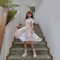 Yellow Pussy Original Summer Neon Heart Move Colorful Improved Teenage Girl Big Swing Butterfly Knot Cheongsam Dress Dress