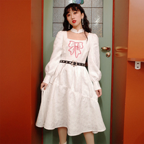 Chicks Pussy Original Cute Butterfly Knot Large Hem Skirt Splicing Comeback Trendy Dress Girl Spring Autumn Everyday Wear