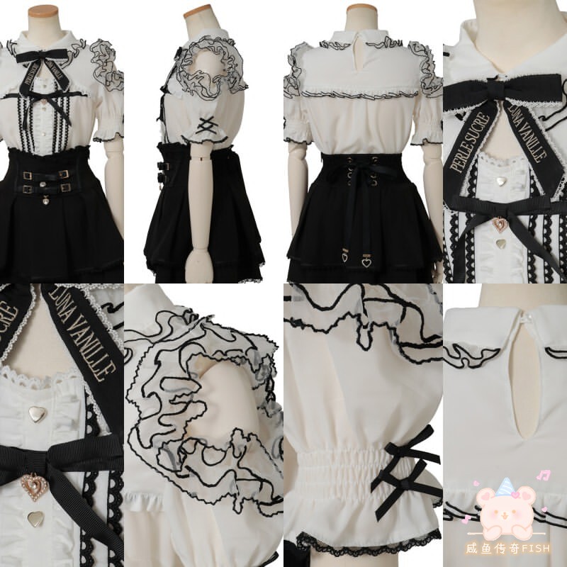 Salted Fish Legend Liz Original Summer New Lace Trim Off-Shoulder Mass-Produced Teardrop Style Lolita Short-Sleeve Shirt