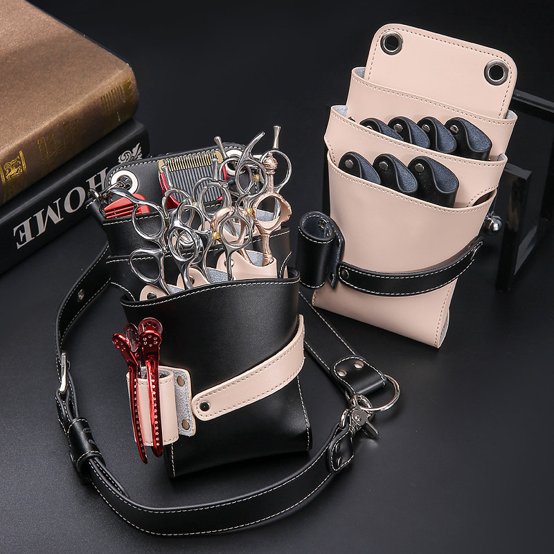 Genuine leather cowhide hairdresser waist bag shoulder bag tool bag pet groomer scissors bag haircut scissors bag comb bag
