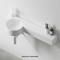 Small apartment wall-mounted ceramic wash basin bathroom integrated countertop mini wash basin color hanging basin wash basin