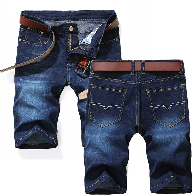 Mùa hè căng mỏng quần short thun denim nam giới xu hướng năm điểm quần đàn ông mất cộng với mã ngẫu nhiên 5 điểm quần giữa nam giới.