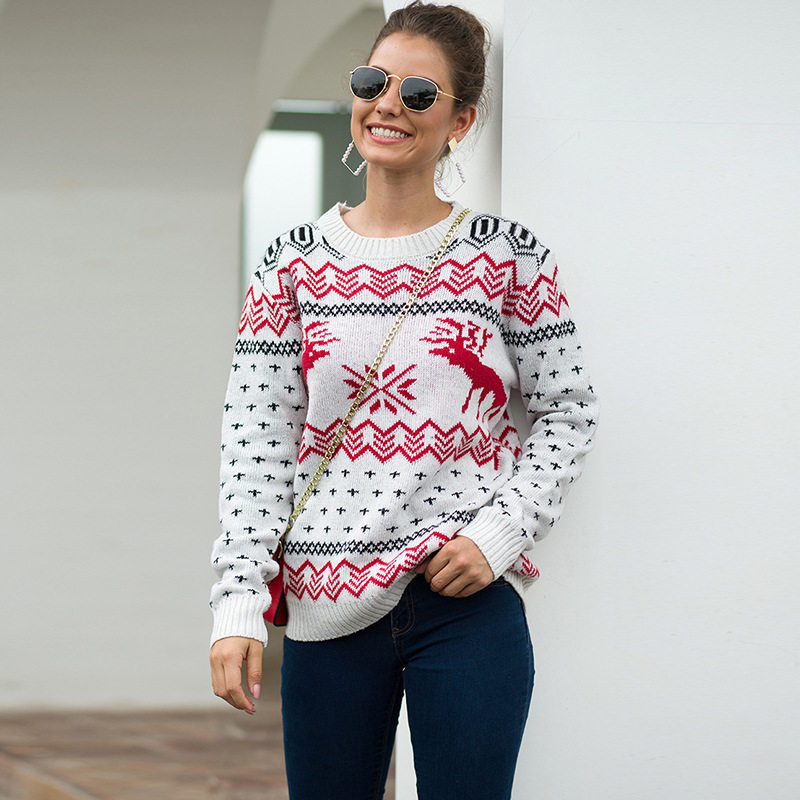 Christmas Knitwear Long Sleeve Pullover women свитер