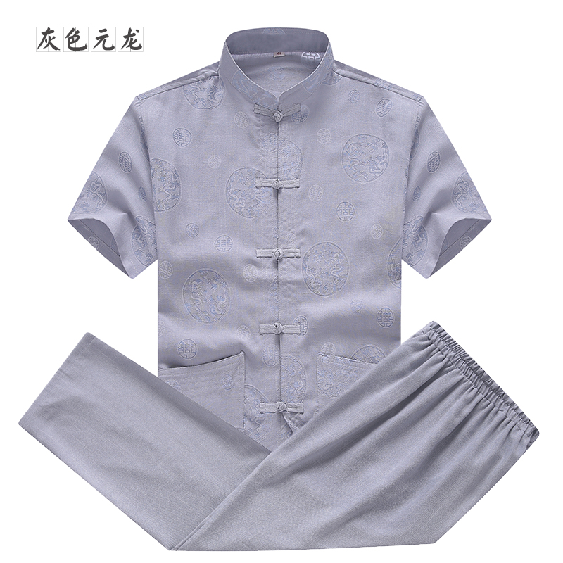 gió Trung Quốc Tang ngắn tay nam bộ quần áo trung niên mỏng vải bông cha hè váy ông nội ông già lanh quần áo