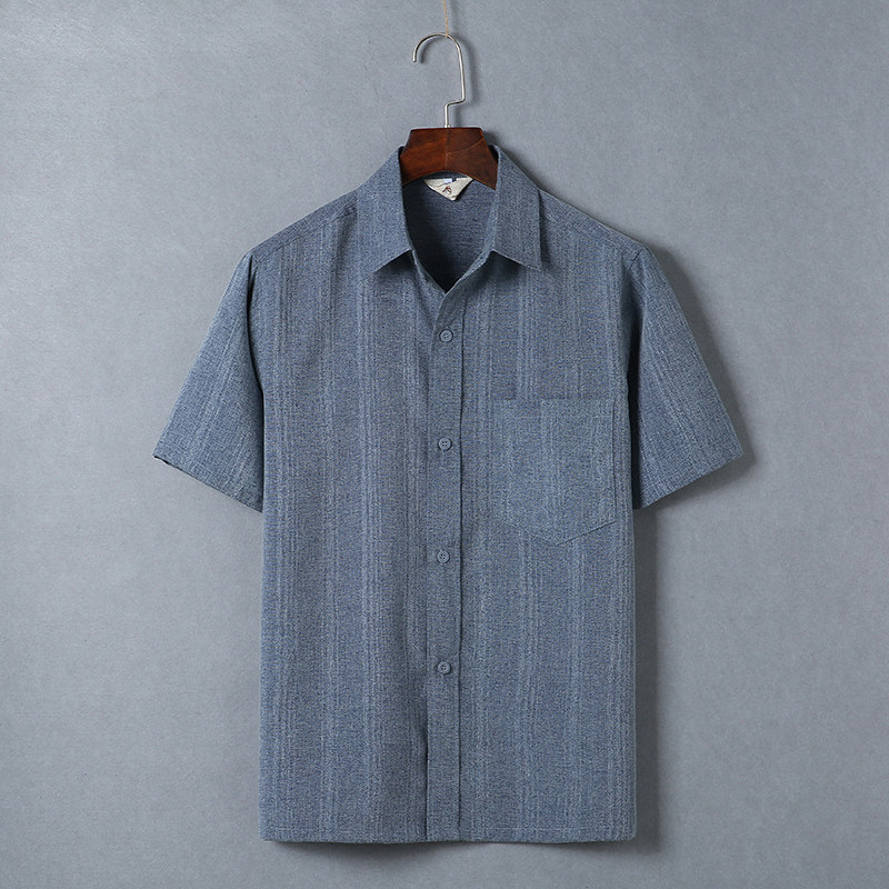 Dad Shirt Mid Aged Men Short Sleeves Pure Cotton Linen Loose 60-70-80 Year Old Grandpa Shirt Summer