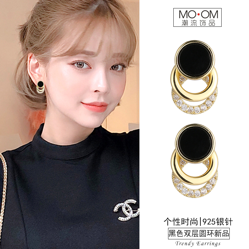 Stud earrings women's summer sterling silver temperament ear clip senior sense earrings 2021 new trend Korean temperament net red earrings