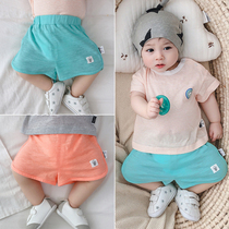 Summer new baby big PP shorts baby pure cotton shorts male baby pure color casual big fart pants thin