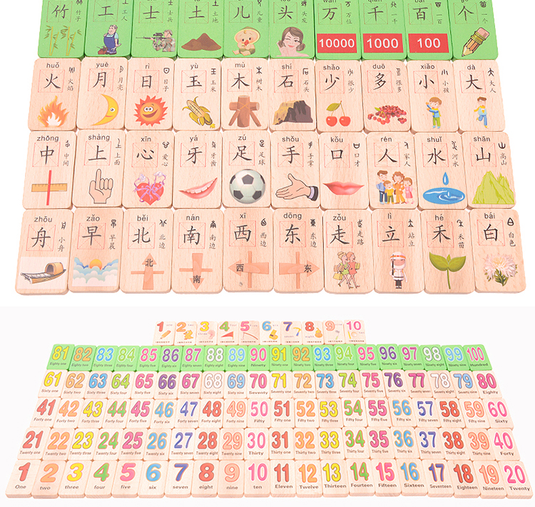 Trẻ em xây dựng khối thùng domino 2-3-6 tuổi bé giáo dục sớm bằng gỗ ký tự chữ Trung Quốc đồ chơi toán học đồ chơi thông minh cho bé 2 tuổi
