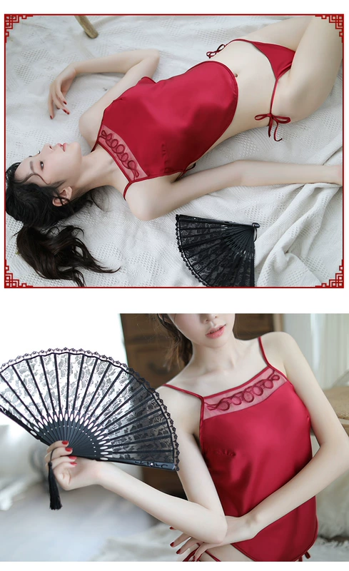 Sexy apron pyjama phụ nữ người lớn gợi cảm bộ đồ lót nóng tòa án cổ đại trong suốt sling quốc gia ao ngu