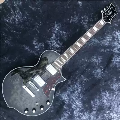 Grote factory direct foreign trade tail single solid wood body LP electric guitar transparent black tree tumor surface