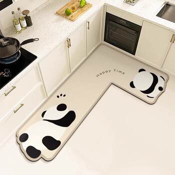 Kitchen floor mat l-shaped non-slip water-absorbent cuttable feet