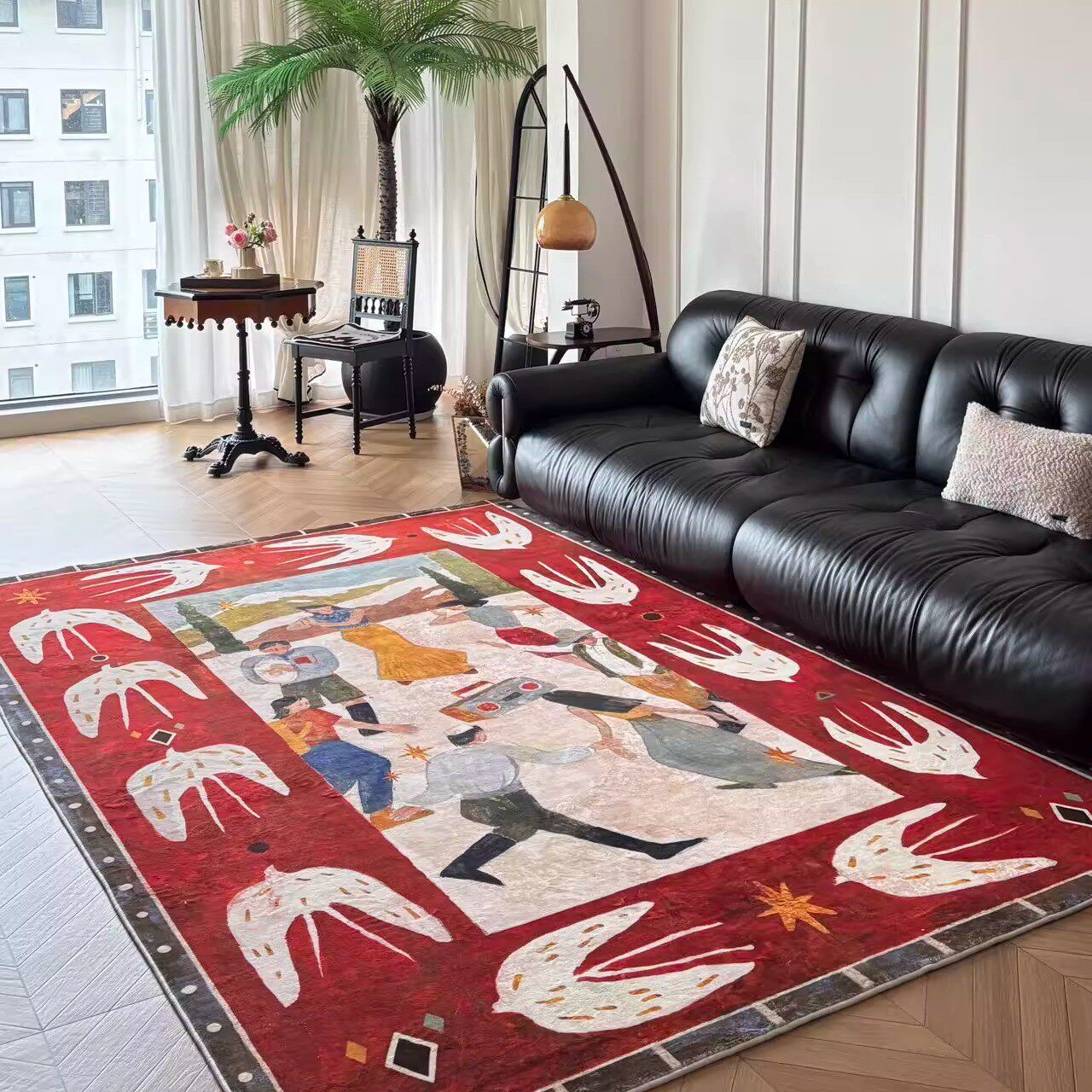Retro red carpet living room