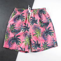 Quick-dry loose beach pants mens Tide brand with lined pink pants surf swimming seaside vacation big pants