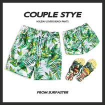 Seaside resort couple beach pants mens waterproof hot spring loose five-point pants quick-dry swimming trunks Fashion Womens Big Pants