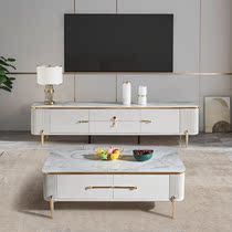 Italian light luxury rock slab coffee table TV cabinet combination modern simple small apartment living room home paint floor cabinet set