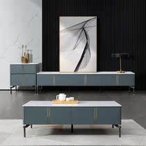 Rock slab coffee table TV cabinet combination simple modern light luxury Italian small apartment storage table a few floor cabinet living room home