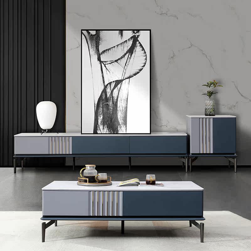 Rock Tea Table Tea Cabinet Combined with a Simple Modern Light Luxury Small Household Tea Table Light Household Paint