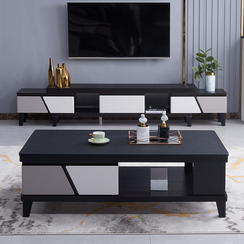 Fire stone coffee table TV cabinet combination modern minimalist Nordic marble small apartment living room coffee table set furniture