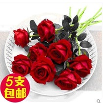 Flower gift fake flower send girlfriend cloth three-dimensional decoration Single rose petals Plastic flowers Valentines Day flower bouquet love 