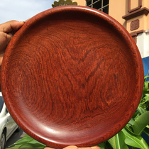 Mahogany fruit plate Myanmar rosewood big fruit rosewood tray whole wood old material water ripple 40CM handicraft special price
