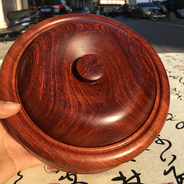 Mahogany general jar Burmese pear 20cm eight treasure jar candy box big fruit rosewood with lid ashtray ornament