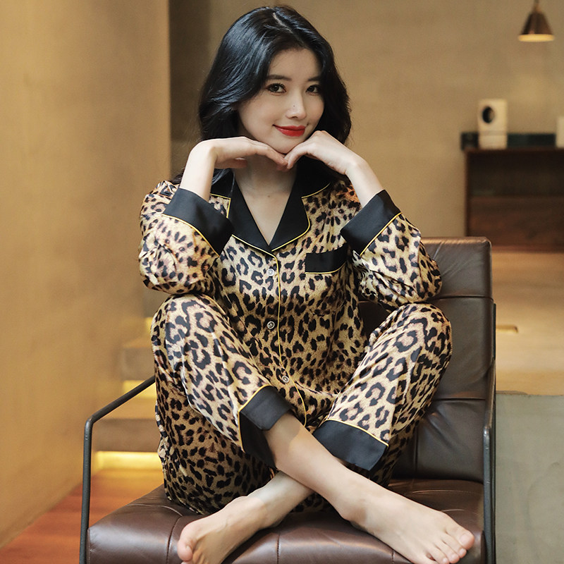 BAO WEN pajamas women's 2022 new two-piece suit spring and autumn models ice silk high-quality net red style sexy home clothes