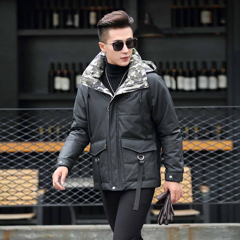 2020 Winter New nam Da Matte Sheep da Casual Lập Lập dài Xuống Leather Jacket Burst