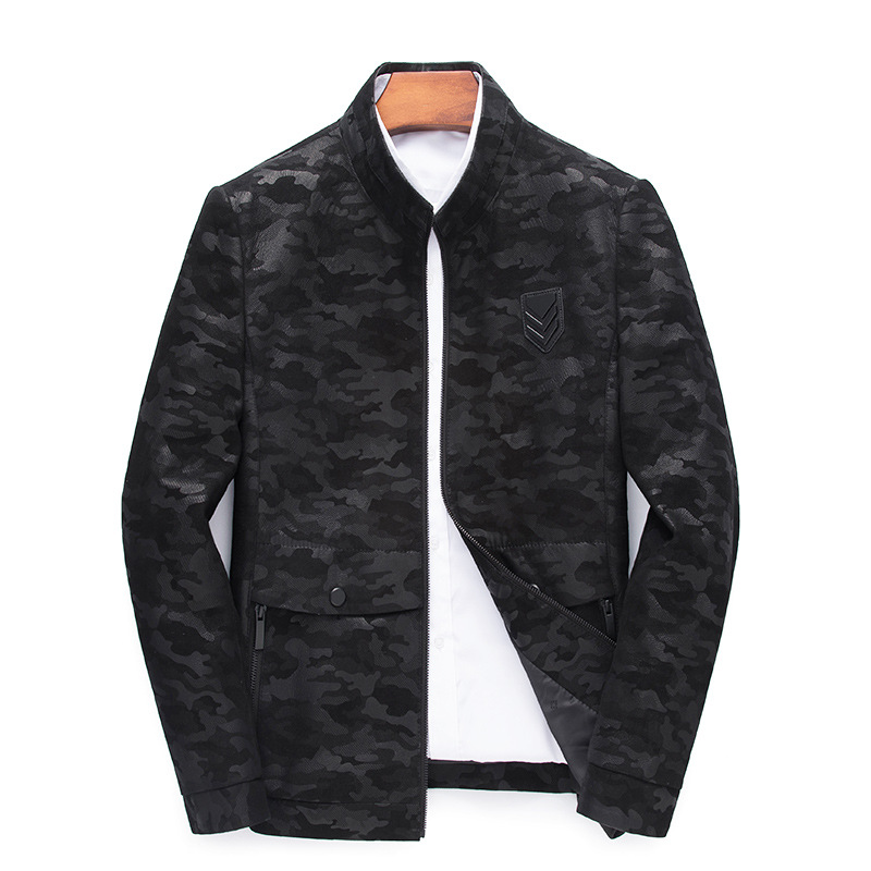 Nhà máy trực tiếp 2020 nam Da Da cổ ngắn Casual Cừu Leather Jacket bóng chày áo khoác