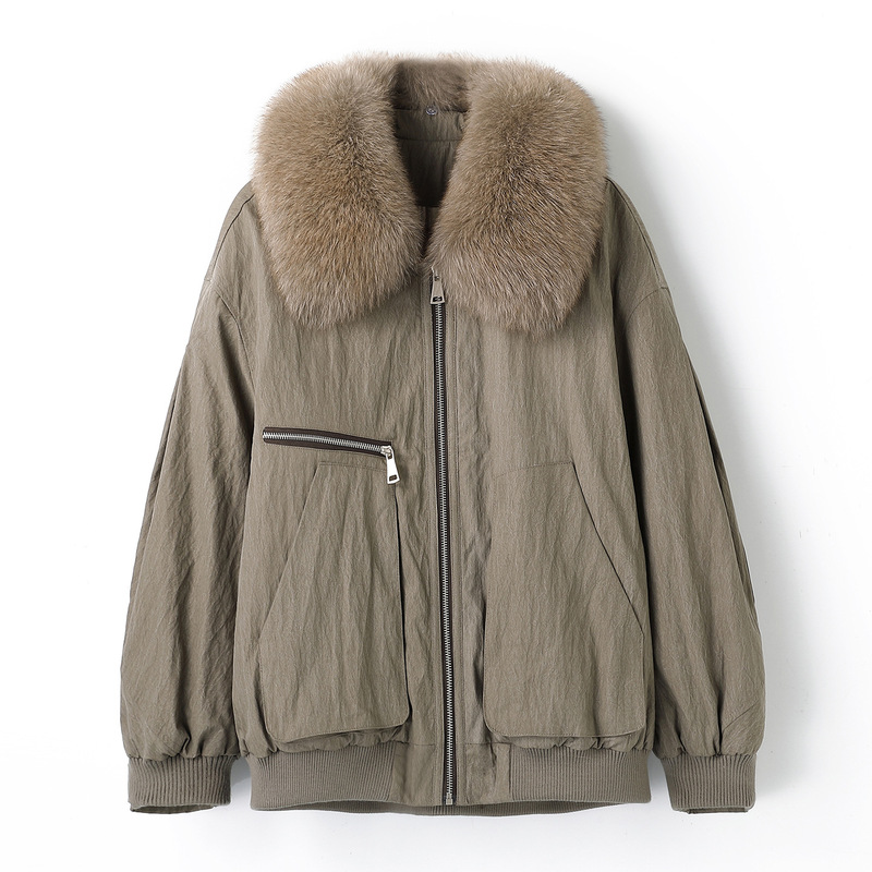 Down Parka Coat with Detachable Fur Collar, Women's 2026 Winter New Casual Loose Workwear Coat
