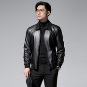 2020 của Winter New Men Leather Jacket Handsome Cừu Leather Jacket Lập thường ngắn áo khoác nổ