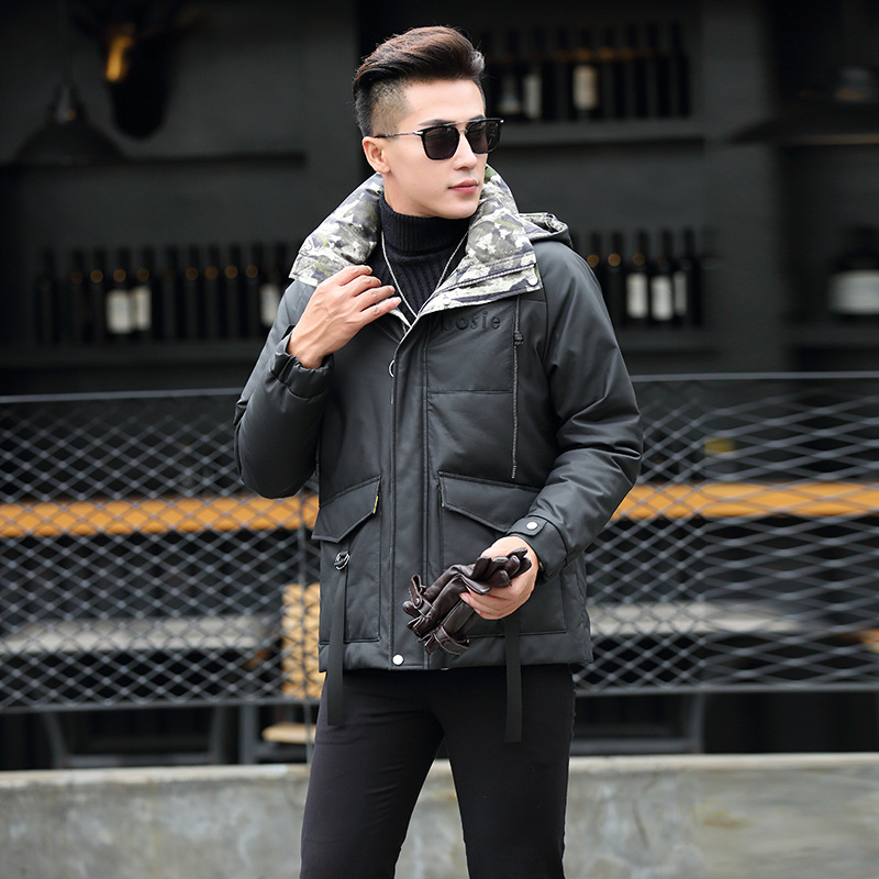 2020 Winter New nam Da Matte Sheep da Casual Lập Lập dài Xuống Leather Jacket Burst