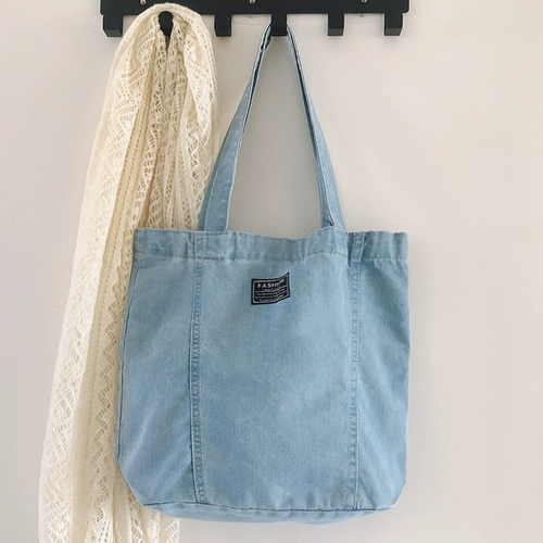 Сумка через плечо, ретро свежая джинсовая вместительная и большая сумка на одно плечо, шоппер, коллекция 2021, в корейском стиле