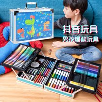 Boy toy creative painting set gift box Childrens birthday gift watercolor pen crayon art painting tool