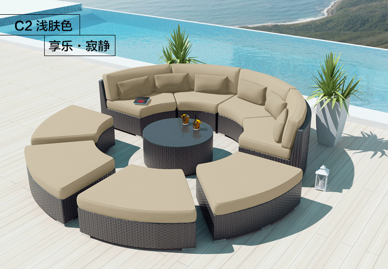 Ngoài trời sofa vải vòng sofa kết hợp bar vườn sân tất cả các sản phẩm nho chấp nhận kỹ thuật đơn đặt hàng