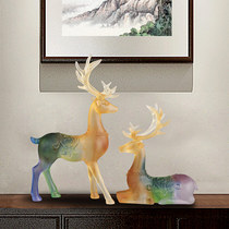 Glass plum deer fixturesCraft deer office tableroom decoration gift shop opening gift