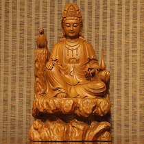 Taiwanese handmade Nan wood carving of the Guanyin Buddha statue enshrined in the home water moon Guanyin statue Guanyin Bodhisattva ornament