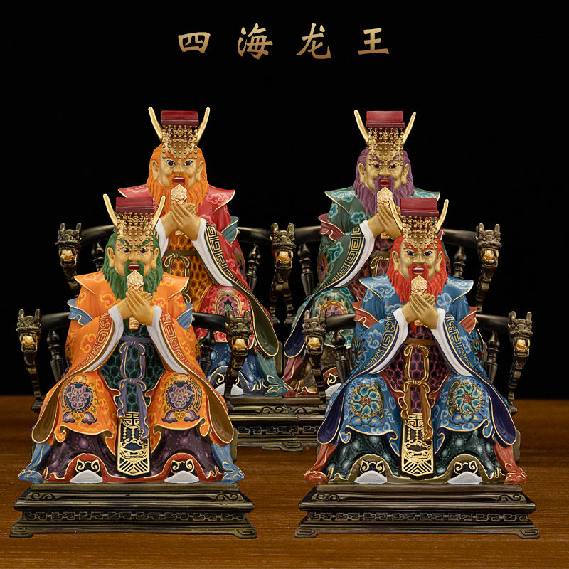 Taiwan hand-drawn bronze dragon king statue of the four sea dragon king of the statue of the king of Donghai Dragon King statue
