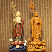 Taiwan whole wood camphor wood hand-carved Jizo King Buddha statue dedicated to the home Land Zao Bodhisattva Statue ornament