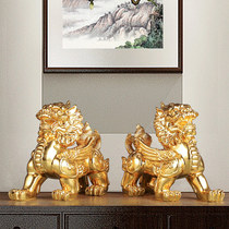 Taiwan pure copper paste gold cat ornaments zhao cai family living room office desktop opening housewarming gift ornaments