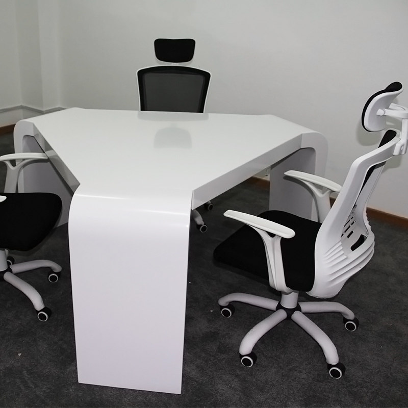 Company High-end White Baking Varnish Reception Conference Table Minima Modern Fashion Casual Small Triangle Negotiate Table And Chairs