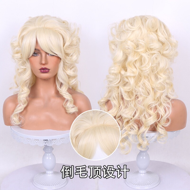 50S60S70S Dolly Parton Golden Curly Hair Halloween Performance Cosplay Wig