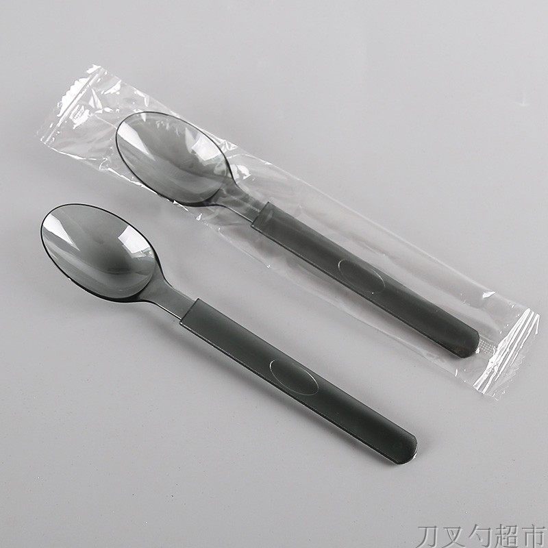 Plastic disposable local luxury knife fork spoon takeaway thick bibimbap spoon Western food steak light food fork independent packaging plus paper