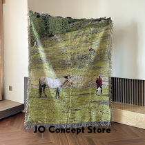 JO Concept ) JOIN JONI (White Horse in Dreams) Fashionable Medieval Style Tapestry Sofa Blanket Thread Blanket