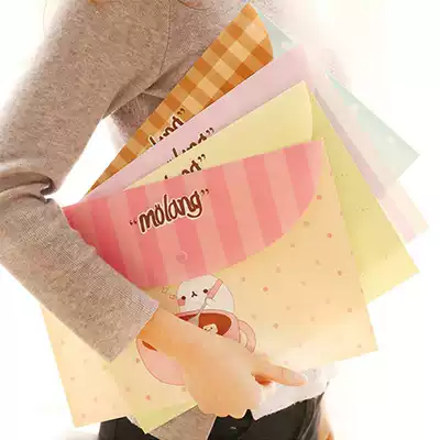 Student stationery cute A4 test paper bag fresh folder Office button storage file information bag