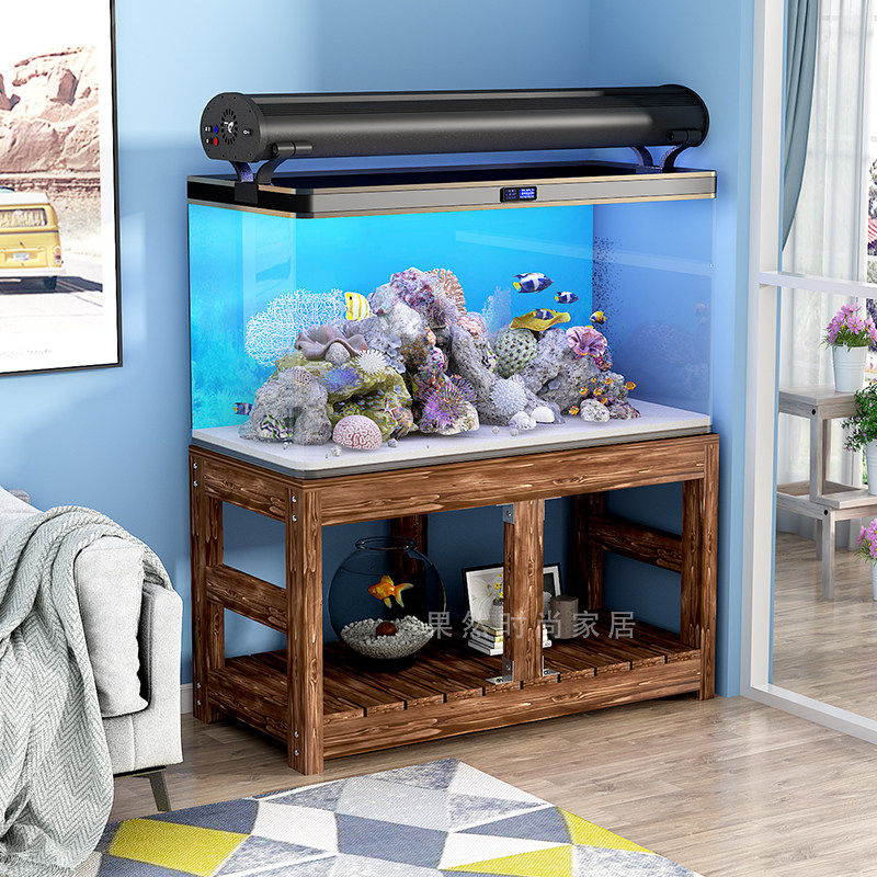 Fish tank shelf solid wood bottom cabinet base cylinder frame fish tank table floor cabinet simple shelf aquarium cabinet base