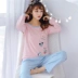 Cô gái cotton ngọt ngào đồ ngủ Hàn Quốc dễ thương lỏng cotton phục vụ nhà nữ sinh viên thanh niên có thể mặc phù hợp đồ mặc nhà cao cấp Bên ngoài ăn mặc