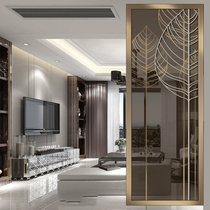 Artistic glass screen partition wall living room entrance shoe cabinet sliding door modern light luxury pattern pattern